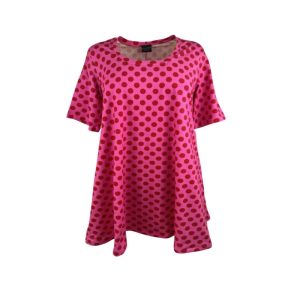 Rosemin Anna – Pink bluse i A-form med røde prikker – 80 cm