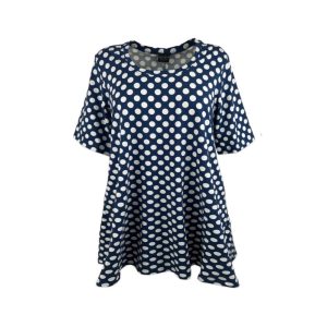 Rosemin Anna – Marineblå bluse i A-form med hvide prikker – 80 cm