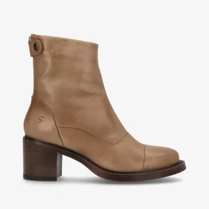 VICTORIA Beige - Ankel støvle med hæl - læder