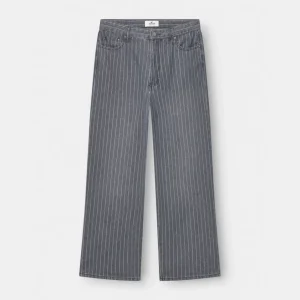 Extra Baggy Denim Jeans Washed Pinstripe