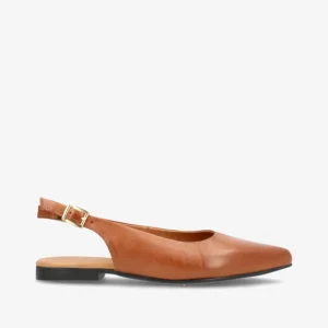 ESTELLE - Mellembrun læder - Slingback sko Dame